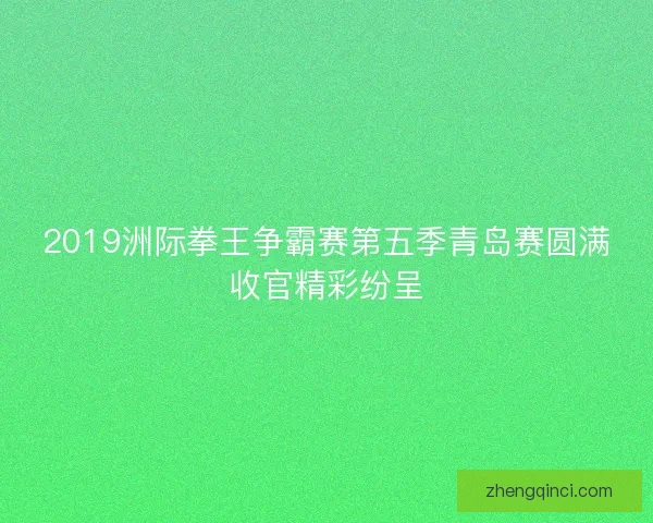2019洲际拳王争霸赛第五季青岛赛圆满收官精彩纷呈